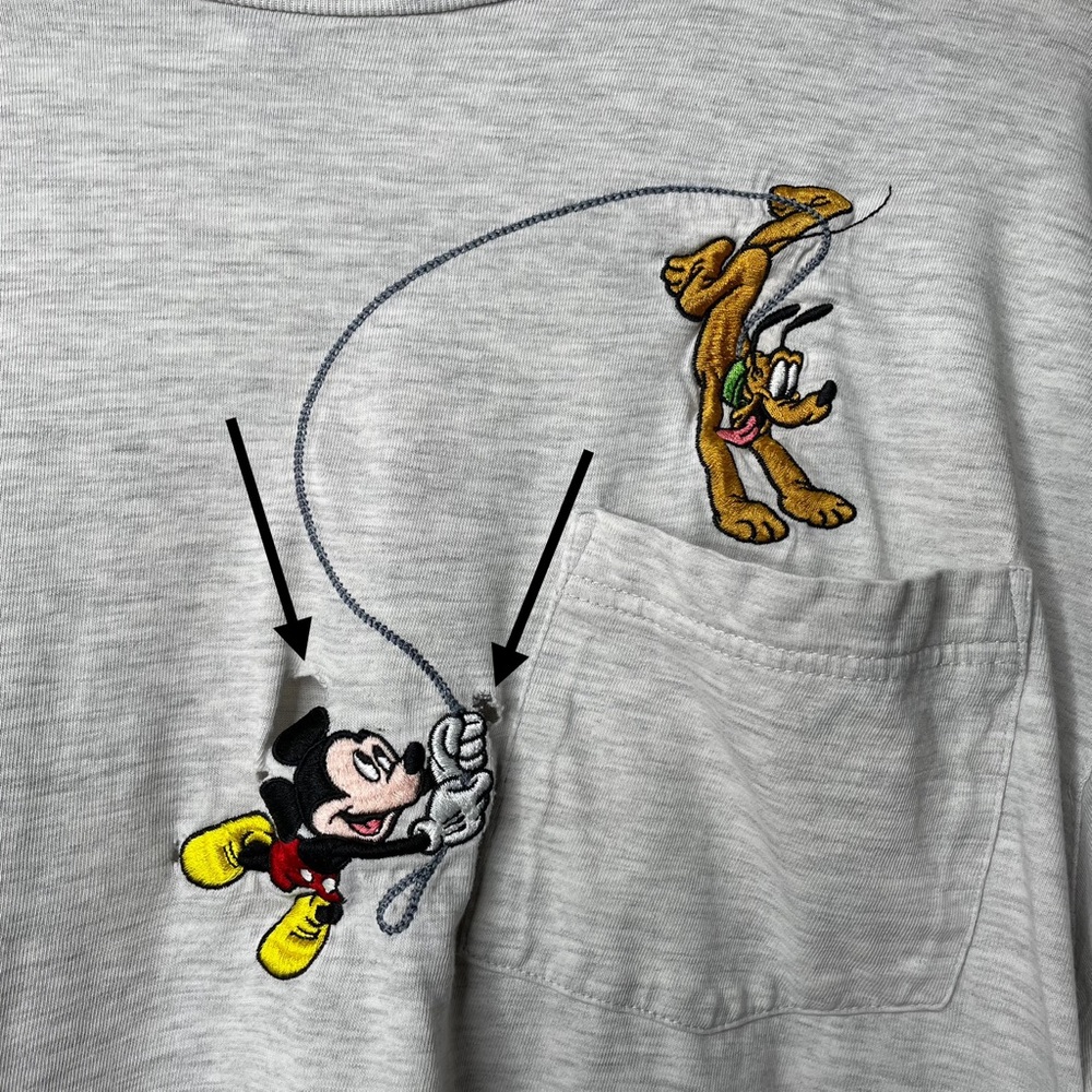 The Disney Store Embroidered Mickey and Pluto Long Sleeve Top Vintage 90s - Picture 4 of 9